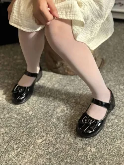 Balerini cu funda, captuseala piele naturala , pentru scoala, negru patent