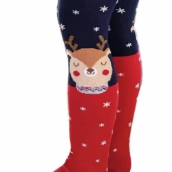 Ciorapi bebelusi din bumbac cu lycra- model de Craciun marimi de la 68 cm la 98 cm