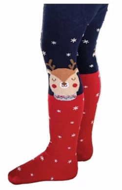Ciorapi bebelusi din bumbac cu lycra- model de Craciun   marimi de la 68 cm la 98 cm